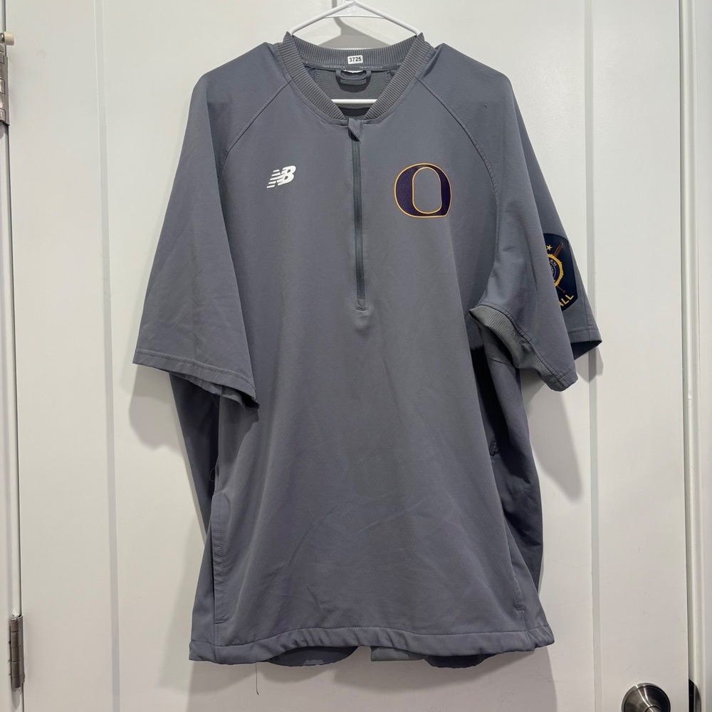 New Balance Mens American Legion Baseball Quarter Zip Short Sleeve Pullover Gray